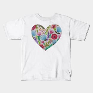 Watercolor floral heart Kids T-Shirt